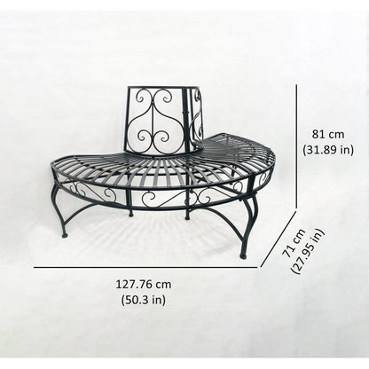 Black Semi-Circle Outdoor Powder Coated Aluminum Tree Bench Wrap