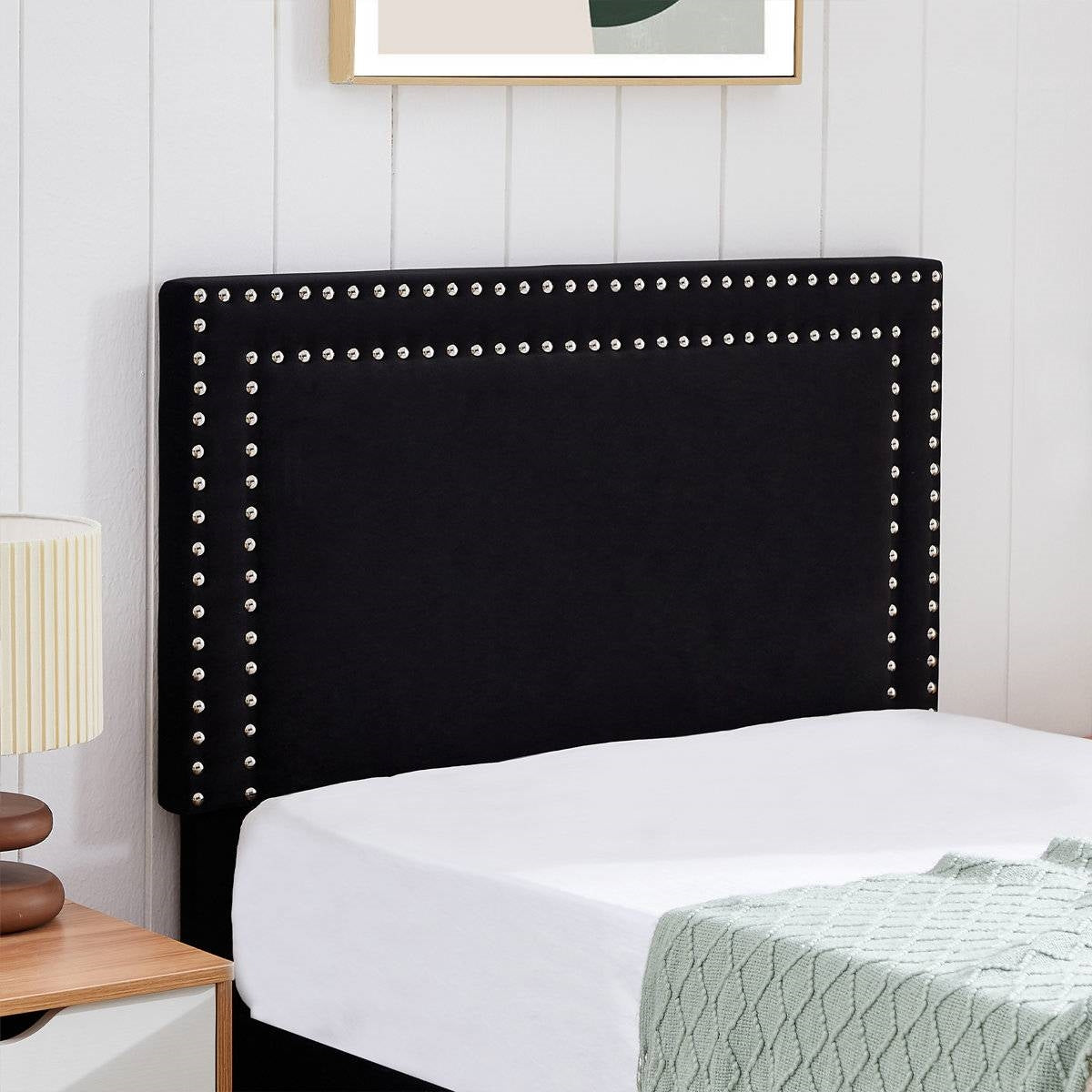 Twin Size - Set of 2 - Dorm Style Black Tufted Upholstered Platform Beds
