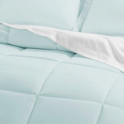 Twin Size Microfiber Baffle-Box 6-Piece Reversible Bed In A Bag in Aqua