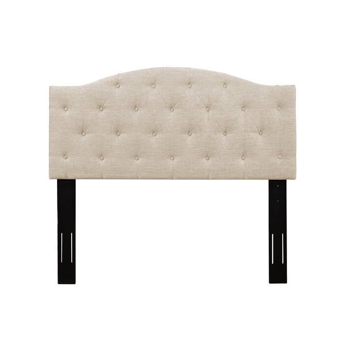 Twin Size Beige Upholstered Tufted Adjustable Height Headboard
