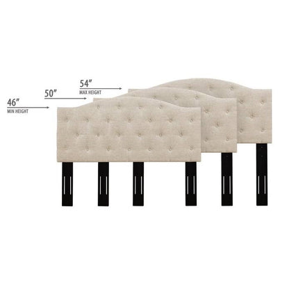 Twin Size Beige Upholstered Tufted Adjustable Height Headboard
