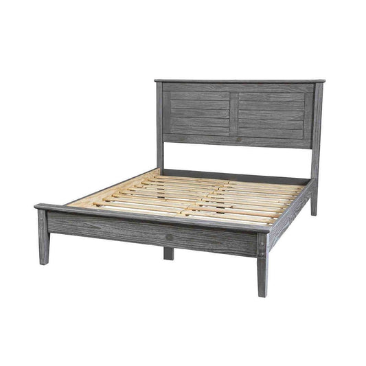 Twin Size Coastal Dorm Solid Pine Platform Bed in Grey