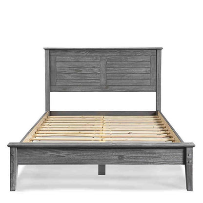 Twin Size Coastal Dorm Solid Pine Platform Bed in Grey