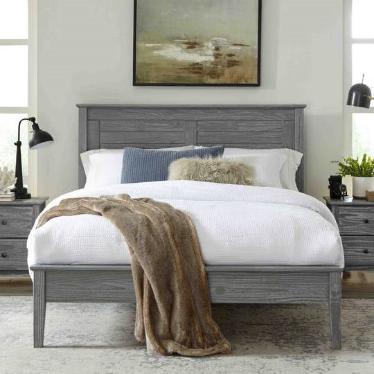 Twin Size Coastal Dorm Solid Pine Platform Bed in Grey