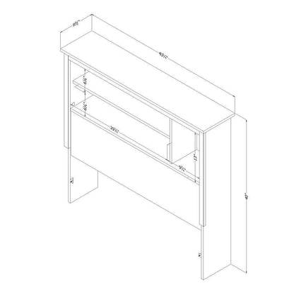 Twin size Modern Scandinavian Style Bookcase Headboard in White Wood Finish