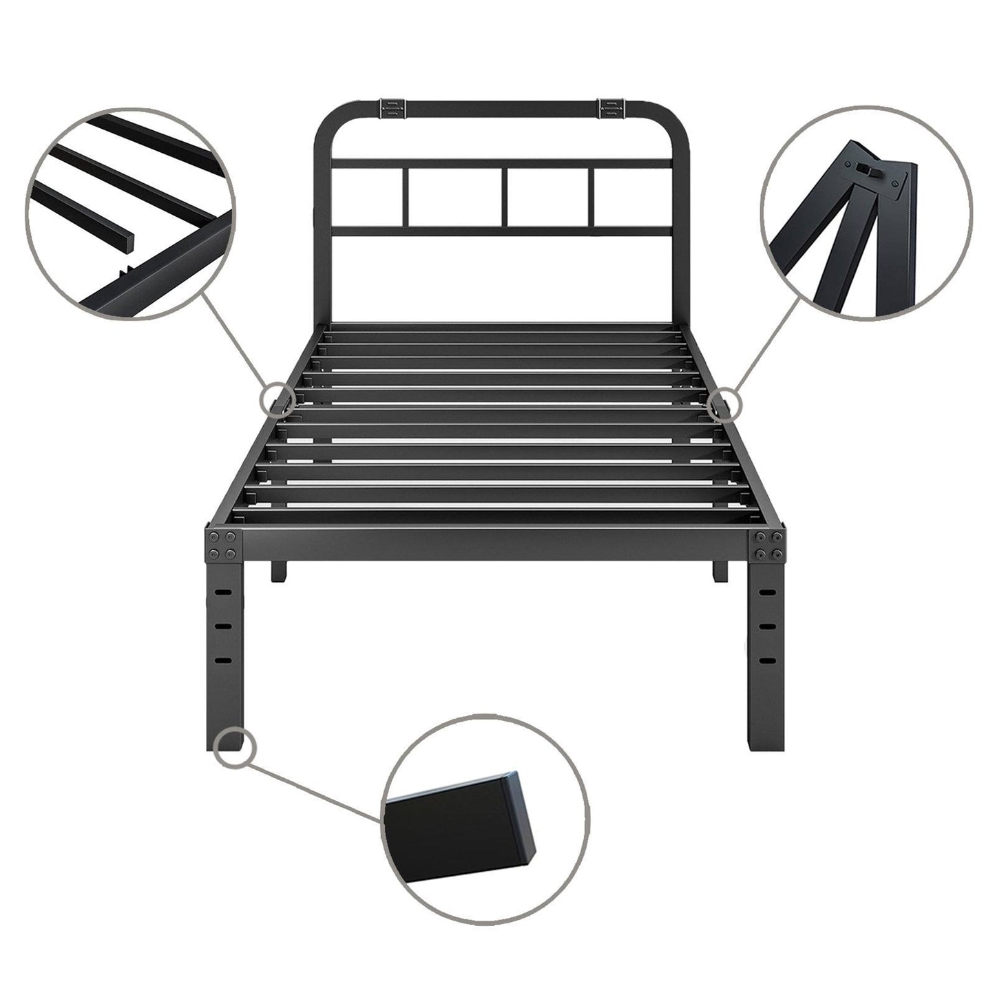 Twin Size Heavy Duty Platform Bed Frame w/ Headboard