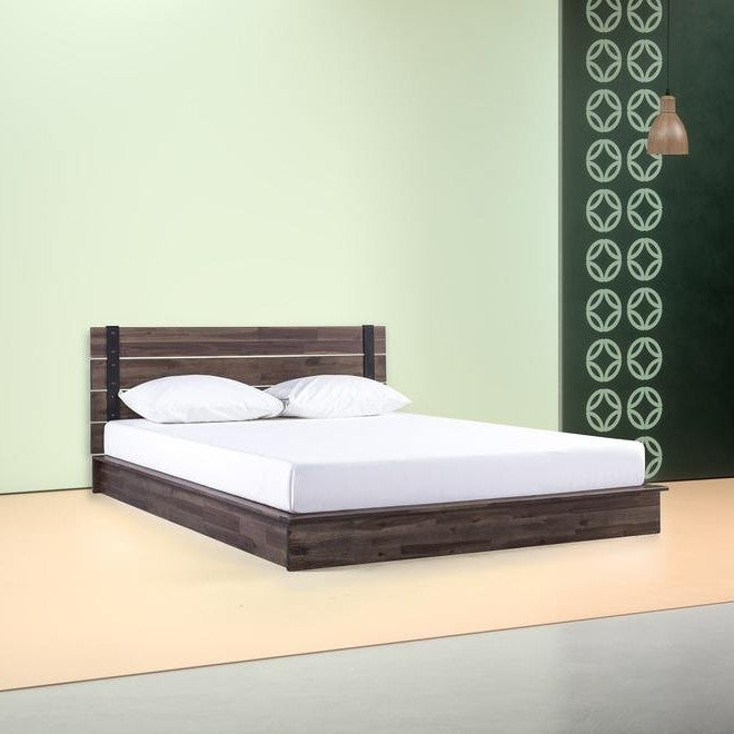 Twin size Farm House Acacia Wood Industrial Low Profile Platform Bed Frame