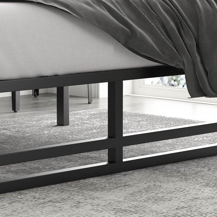 Twin Size Minimalist Storage Metal Platform Bed Black