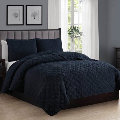 Twin/Twin XL, Navy FarmHouse Microfiber Diamond Quilt Set