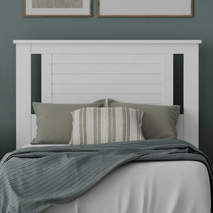 Twin Size Coastal White Poplar Horizontal Slat Panel Headboard