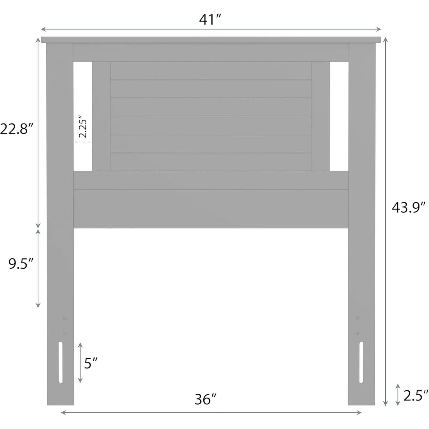 Twin Size Coastal White Poplar Horizontal Slat Panel Headboard