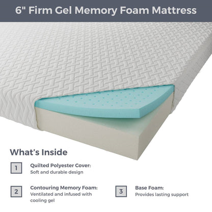 Twin XL Size 6-Inch Firm Cooling Gel Memory Foam Mattress
