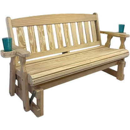 Made In USA 4ft Handmade Amish Heavy Duty Porch Glider Unfinished