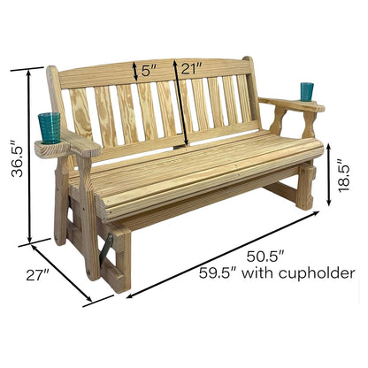 Made In USA 4ft Handmade Amish Heavy Duty Porch Glider Unfinished