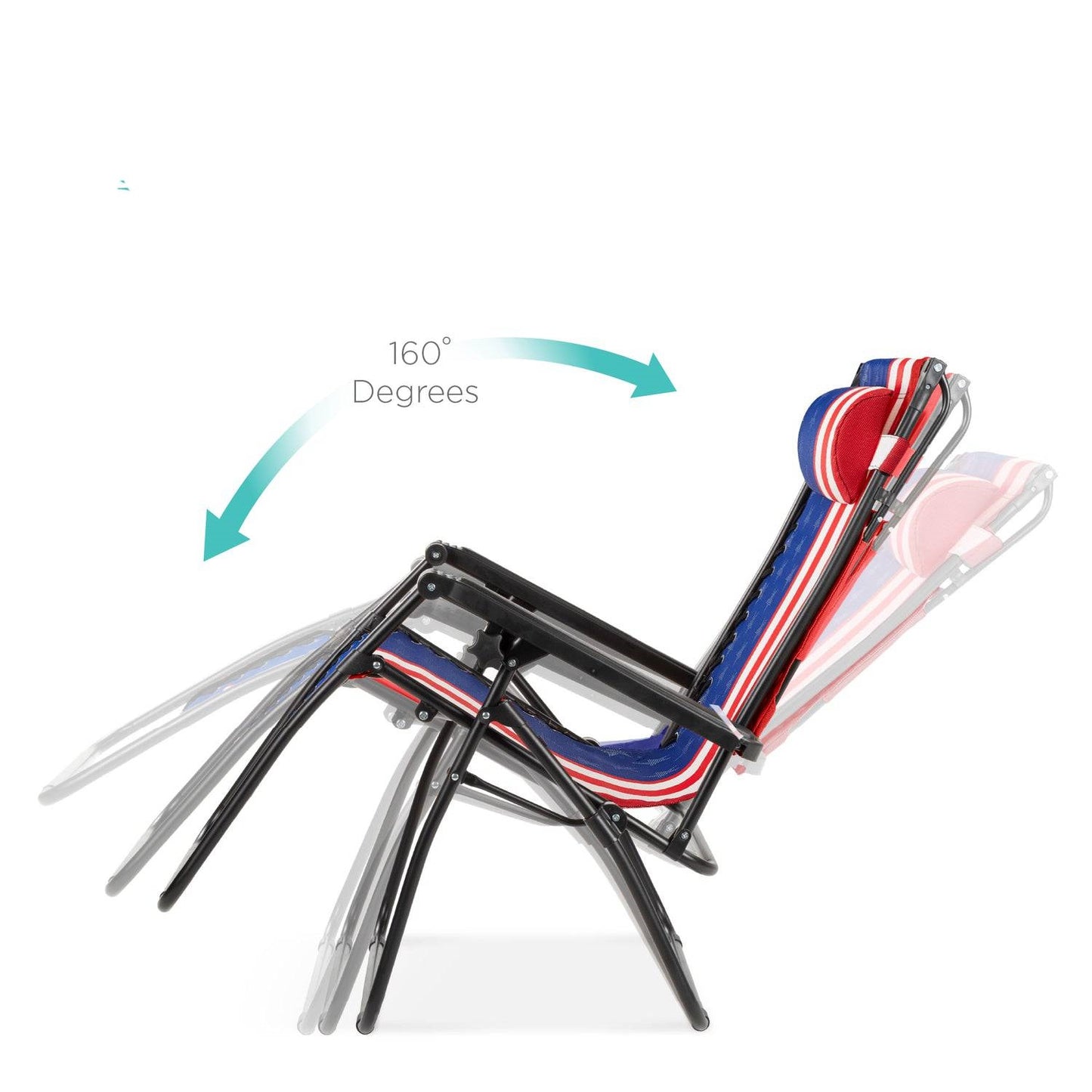 USA American Flag Zero Gravity Folding Reclining Patio Lounge Chair w/ Canopy Sun Shade