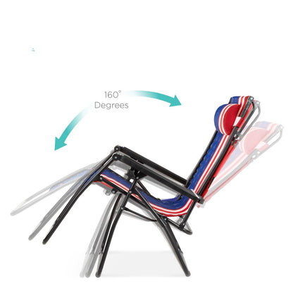 USA American Flag Zero Gravity Folding Reclining Patio Lounge Chair w/ Canopy Sun Shade