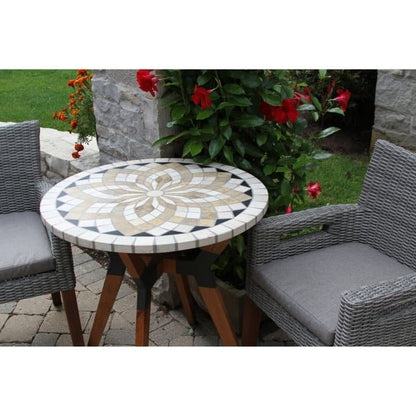 Farmhouse 30-inch Round Bistro Style Marble Outdoor Patio Table
