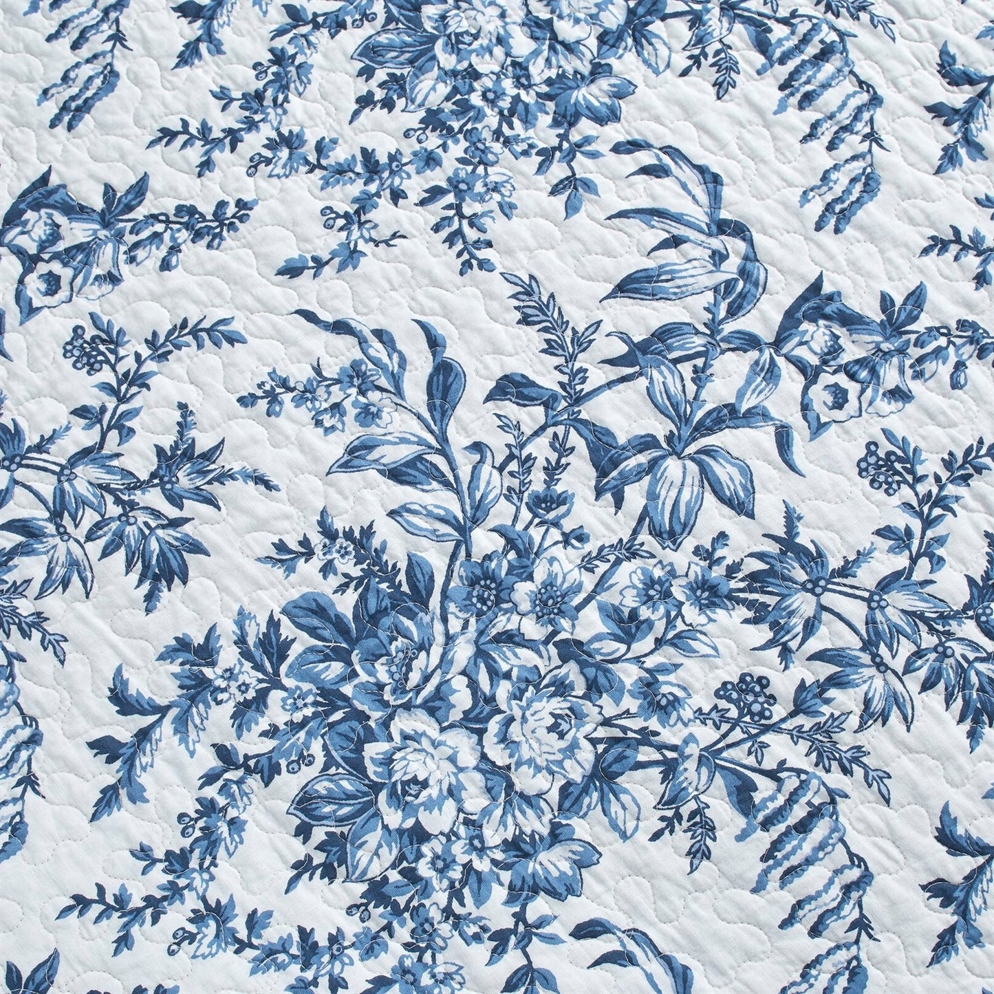 3 Piece Bed In A Bag Coastal Blue Floral Cotton Quilt Set King Size