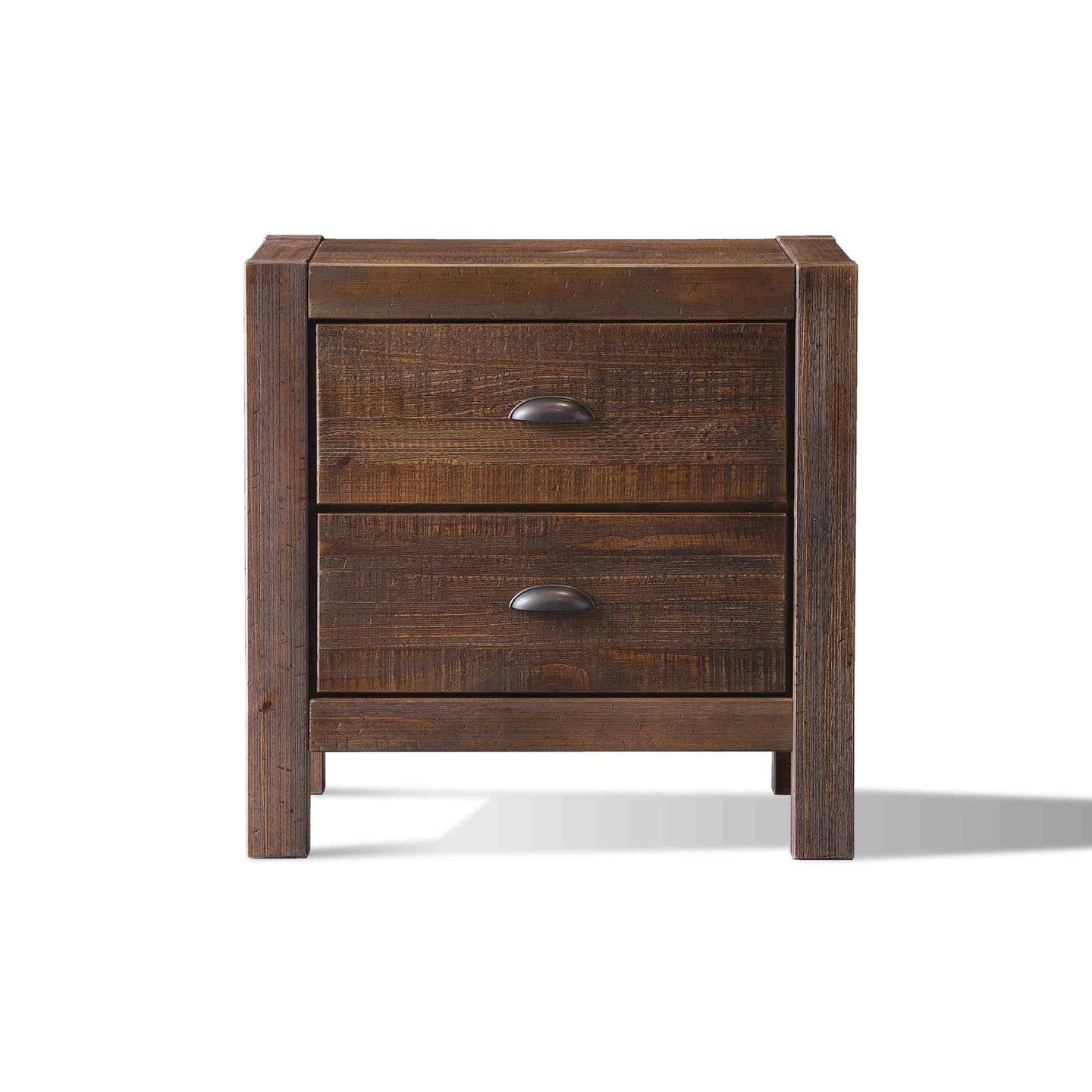 FarmHouse 2 Drawer Nightstand in Walnut