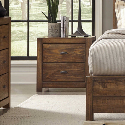 FarmHouse 2 Drawer Nightstand in Walnut