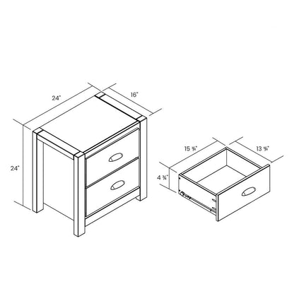 FarmHouse 2 Drawer Nightstand in Walnut