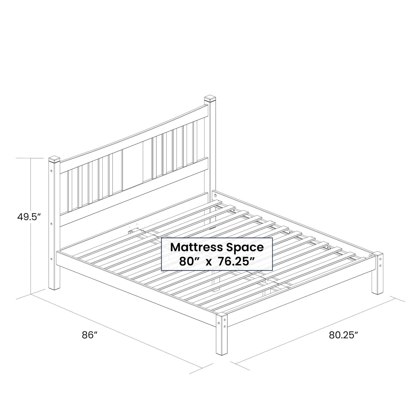 King Size FarmHouse Solid Wood Platform Bed in Walnut