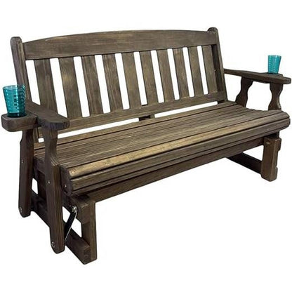 Made In USA 4ft Handmade Amish Heavy Duty Porch Glider Walnut