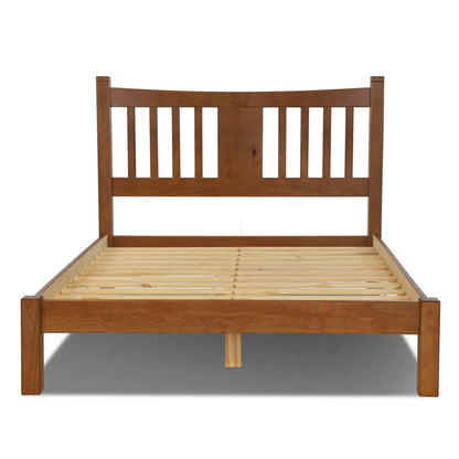Queen Size FarmHouse Solid Wood Platform Bed in Walnut