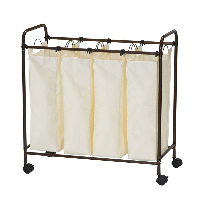 Farmhouse 4 Sections Wheeled Laundry Sorter
