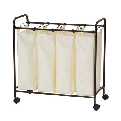 Farmhouse 4 Sections Wheeled Laundry Sorter