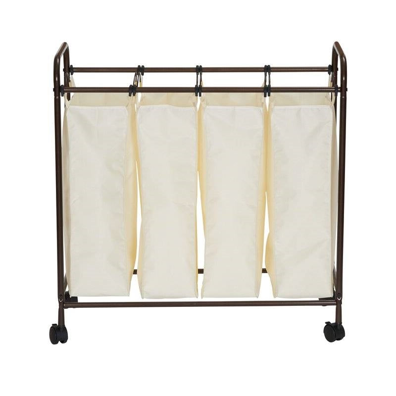 Farmhouse 4 Sections Wheeled Laundry Sorter
