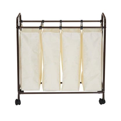 Farmhouse 4 Sections Wheeled Laundry Sorter