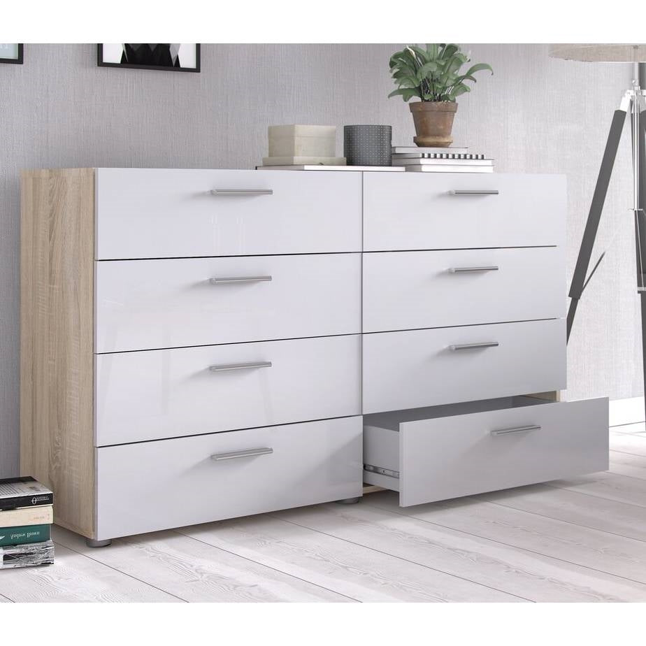 White Oak Modern Bedroom 8-Drawer Double Dresser