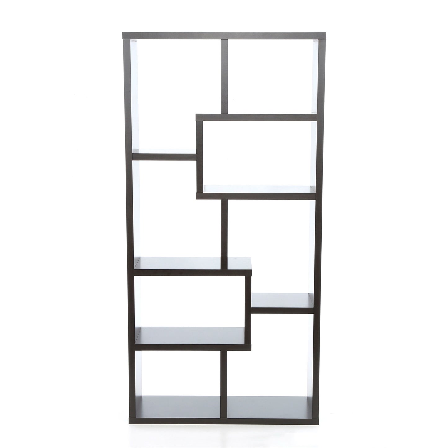 Modern 70.75-inch High Display Cabinet Bookcase in Black Wood Finish