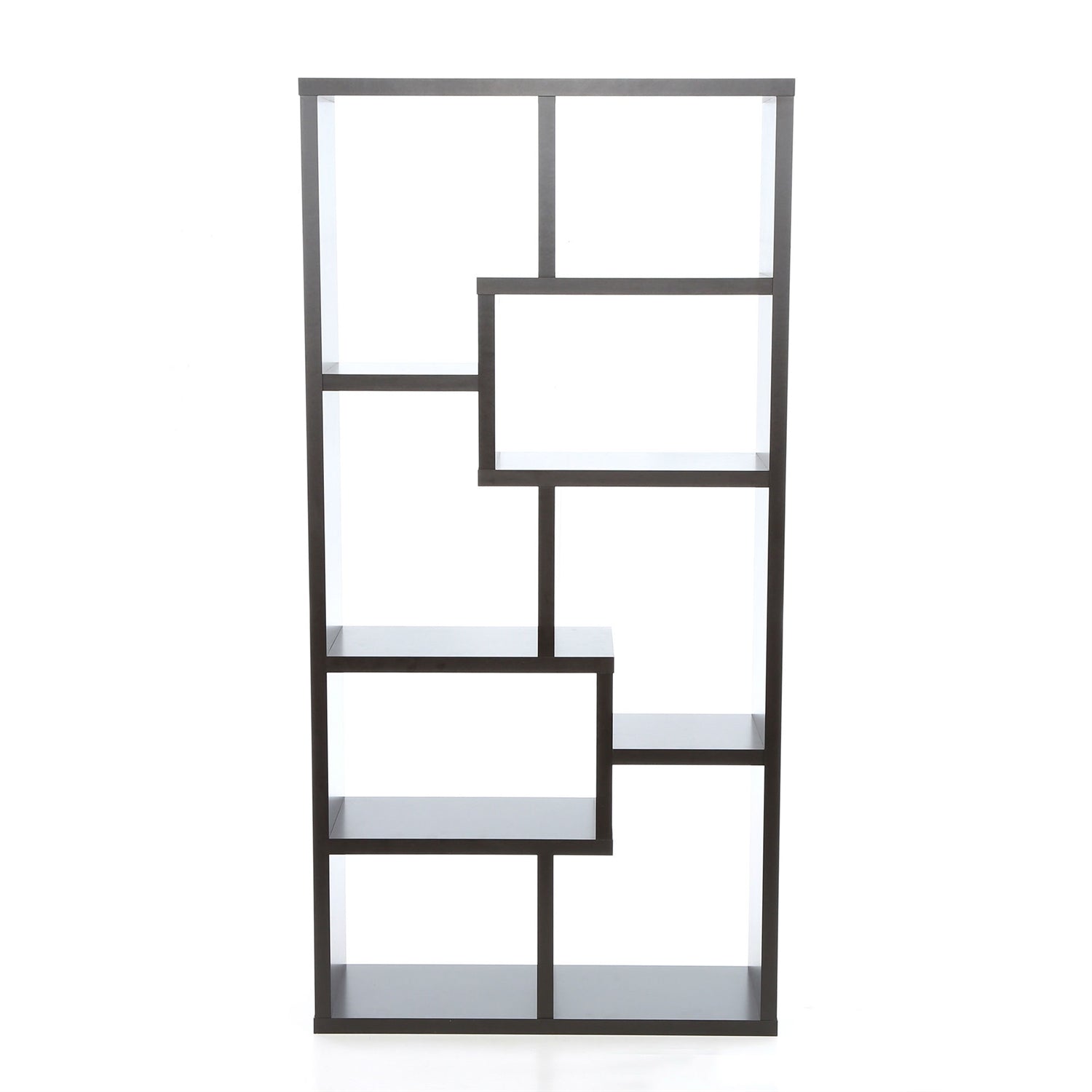 Modern 70.75-inch High Display Cabinet Bookcase in Black Wood Finish