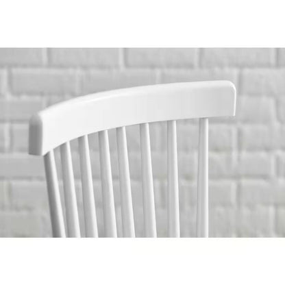 Set of 2 Classic Spindle Back White Solid Wood Dining Chair