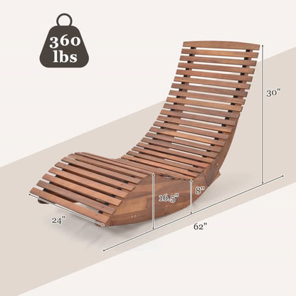 Wide Slatted Acacia High Back Rocking Chair