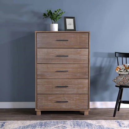 Farmhouse Modern 5 Drawer Chest in Pine