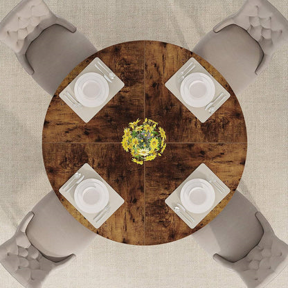 Farmhouse Rustic Brown Round 47-in Wooden Kitchen Table