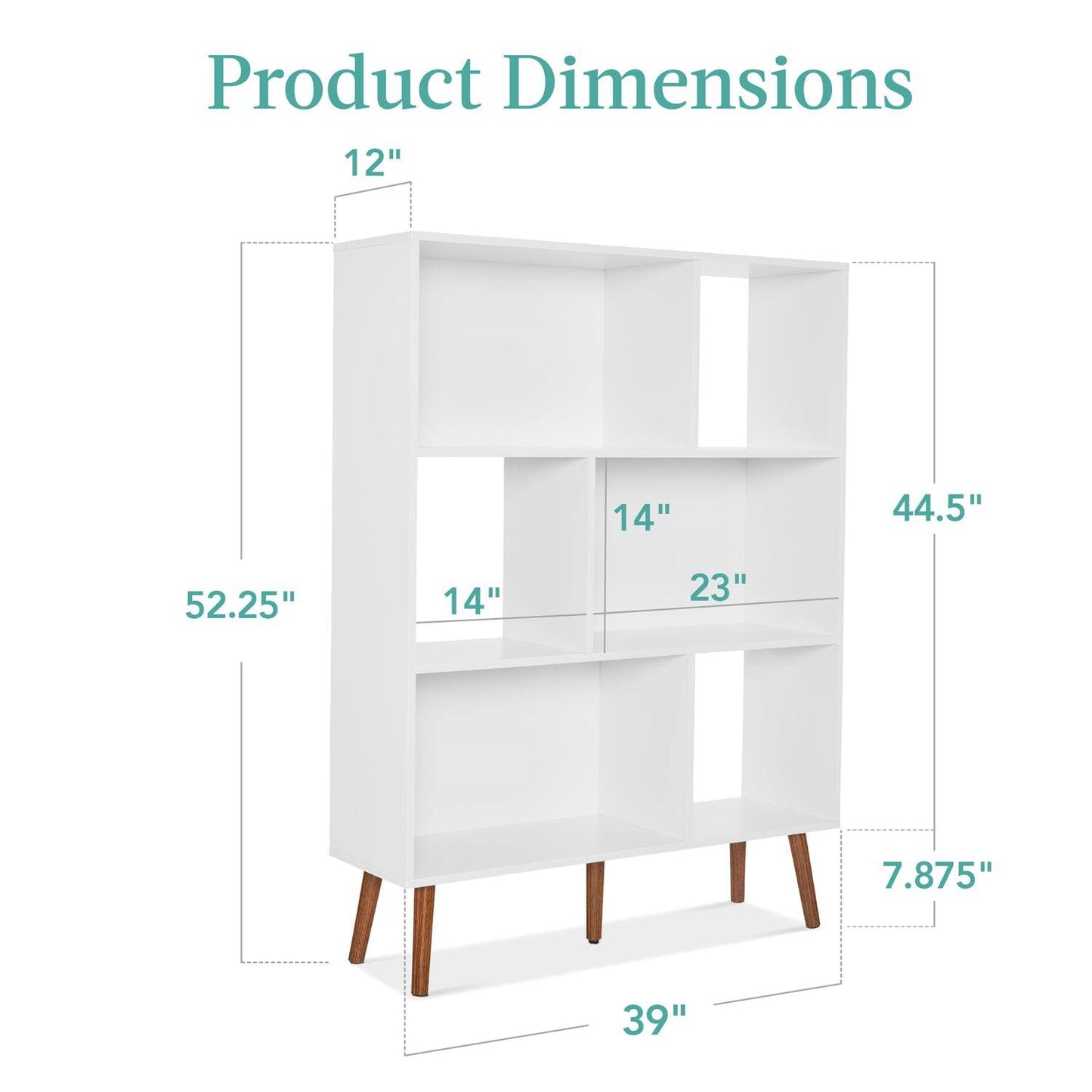 Mid Century White Wood Grain Finished Bookcase Storage Center