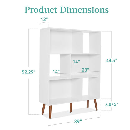 Mid Century White Wood Grain Finished Bookcase Storage Center