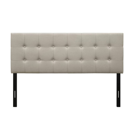 Twin Button-Tufted Headboard in Light Grey Taupe Beige Upholstered Fabric