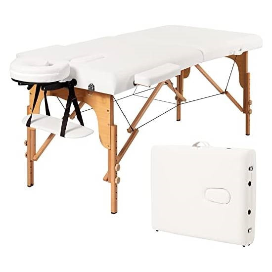 Black Adjustable Massage Bed Salon Chair w/ Hydraulic Stool