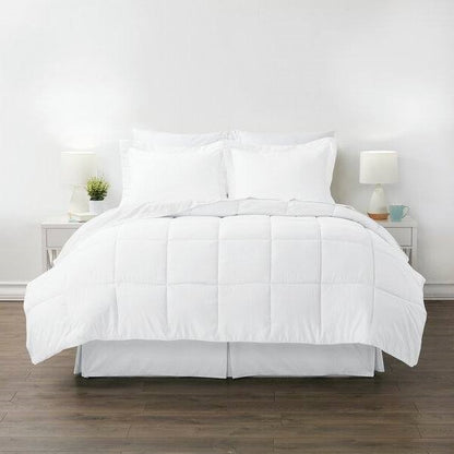 California King Microfiber Baffle-Box 6-Piece Reversible Bed In A Bag in White