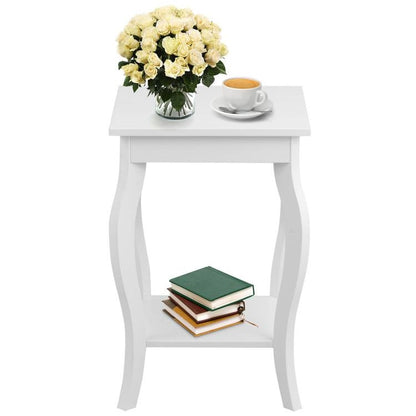 Modern Nightstand End Table Storage in White - Set of 2