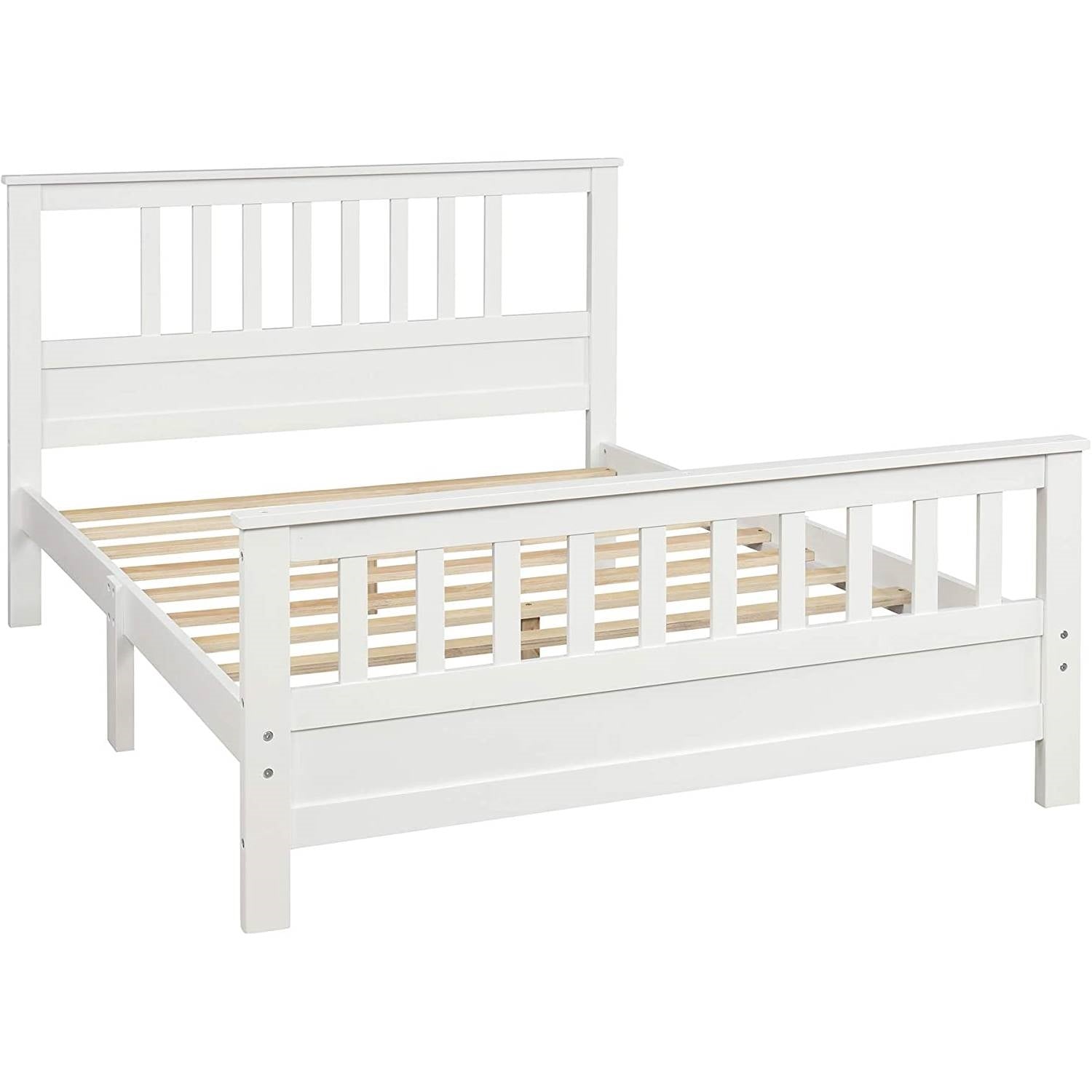 White Pine Wood Slatted Platform Headboard Footboard Full Size