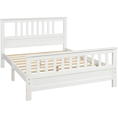 White Pine Wood Slatted Platform Headboard Footboard Full Size