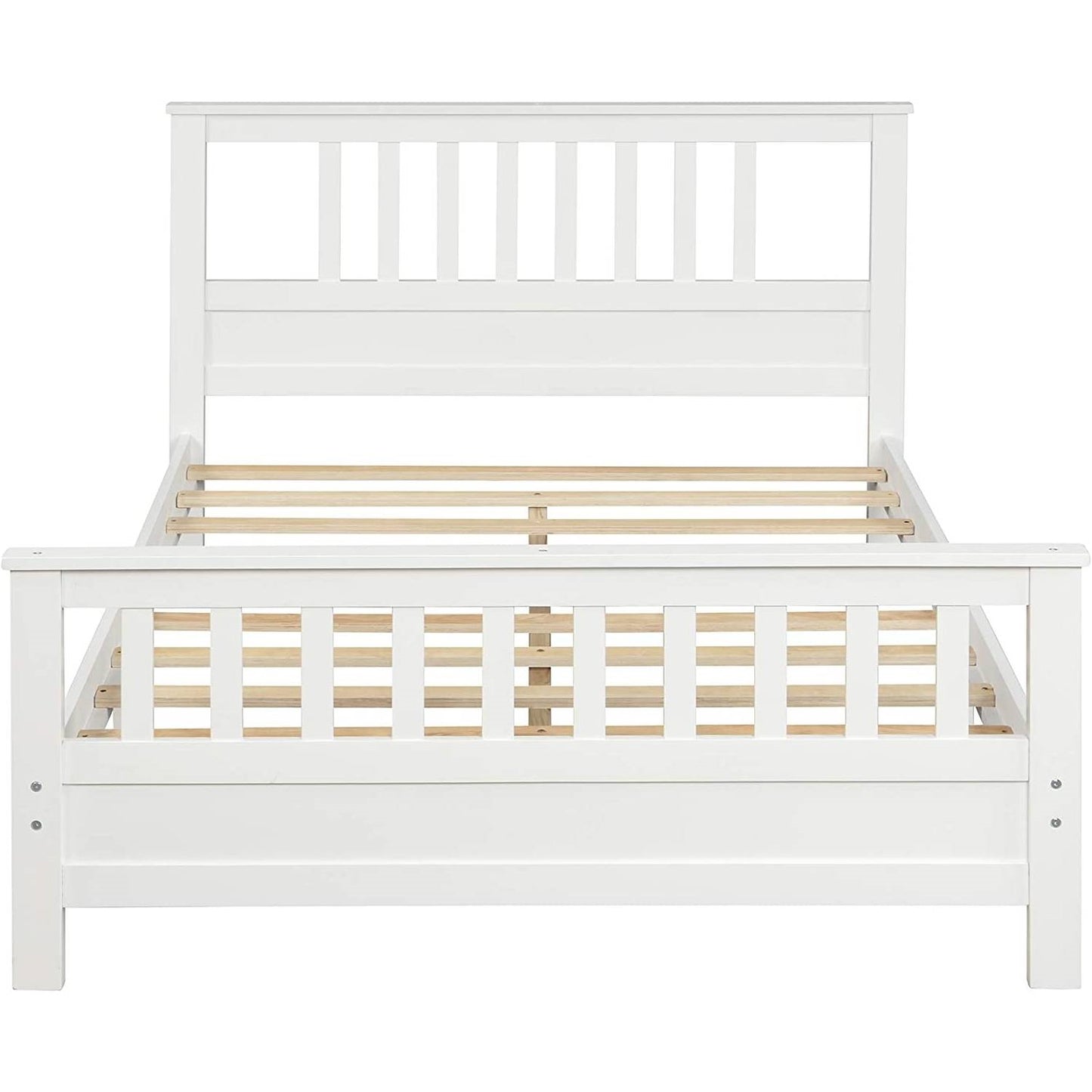 White Pine Wood Slatted Platform Headboard Footboard Full Size