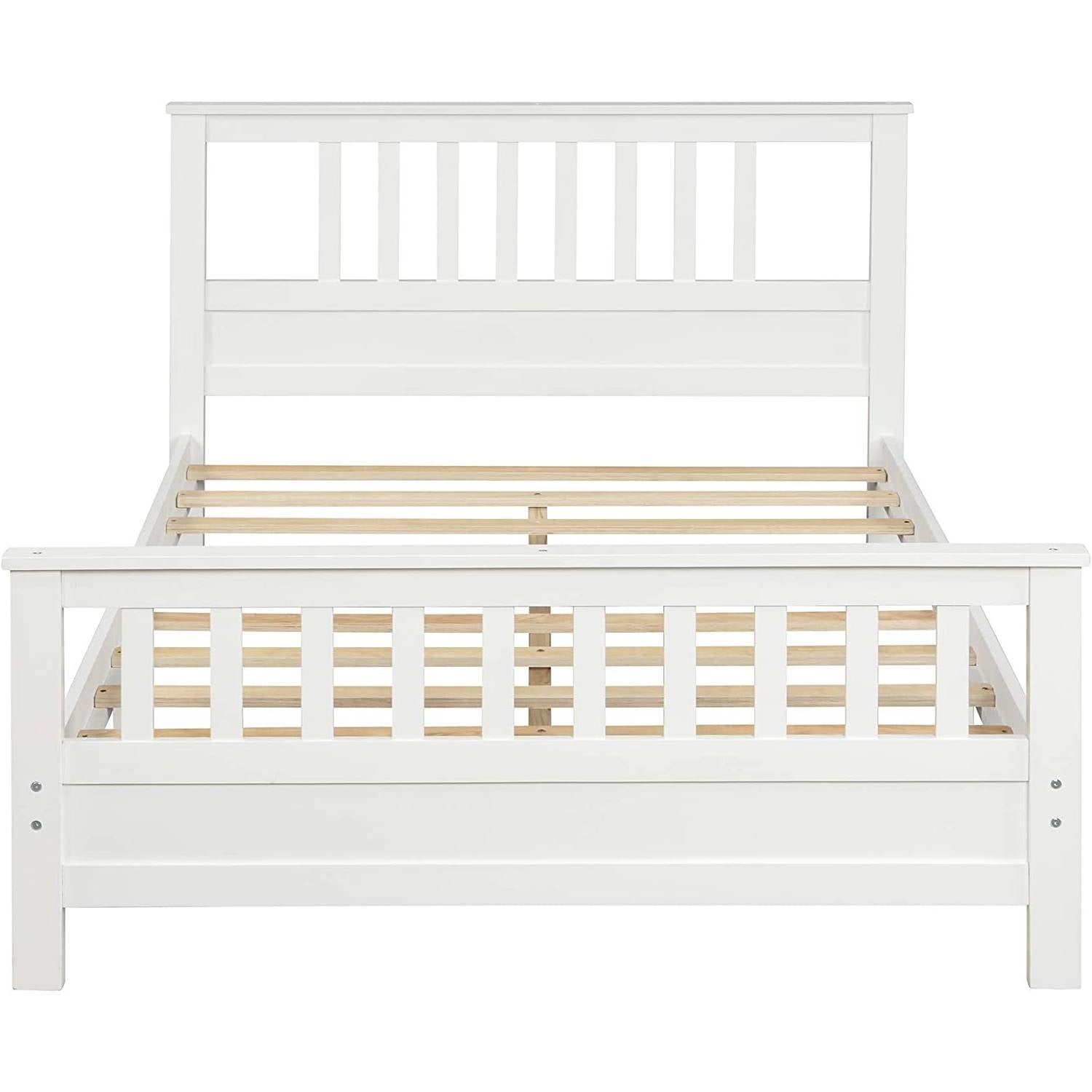 White Pine Wood Slatted Platform Headboard Footboard Full Size