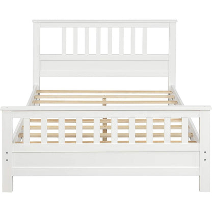 White Pine Wood Slatted Platform Headboard Footboard Full Size